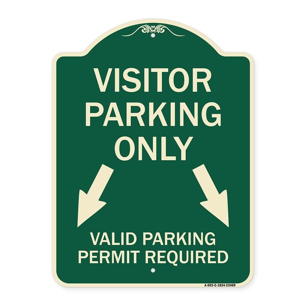 Parking Area Visitors Parking Only Valid Parking Permit Required with Both Side Down, G-1824-23469